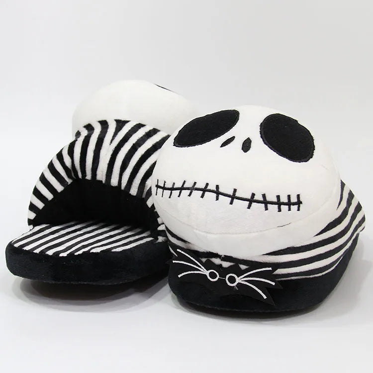 28cm Disney Movie The Nightmare Before Christmas Jack Skellington Plush Stuffed Slippers Indoor Men Women Winter Slippers Gifts