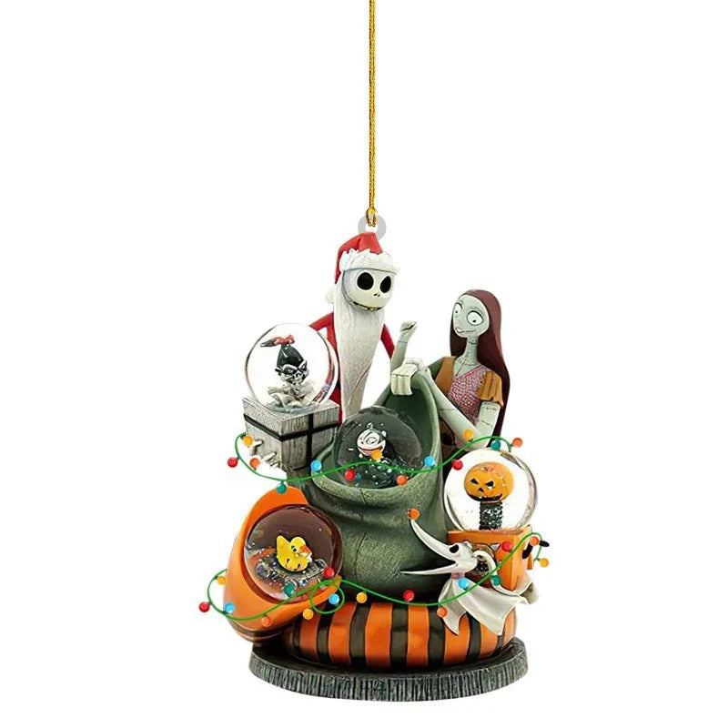 Disney Movie The Nightmare Before Christmas Sally Jack Christmas Tree Decoration Acrylic Plane Pendant Decor Kids Gift Toys
