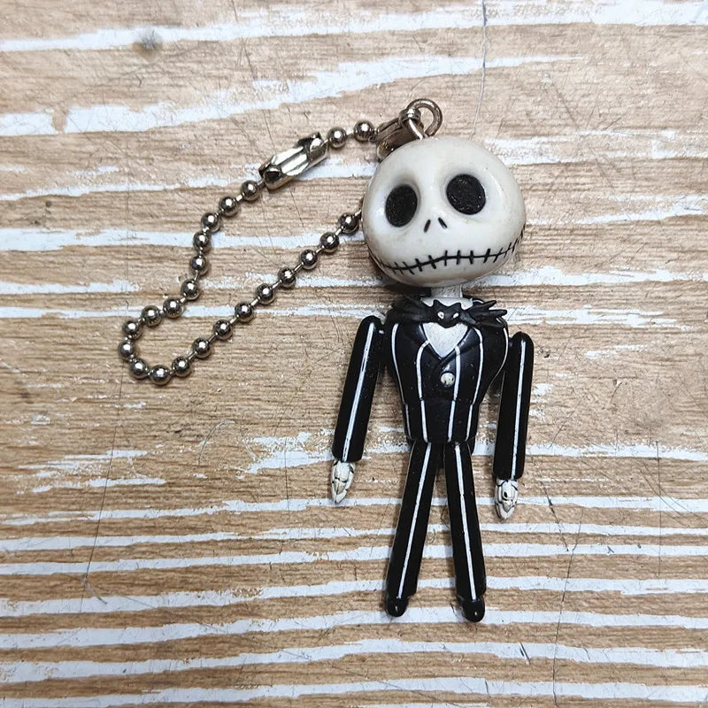 Disney Movie The Nightmare Before Christmas Jack Skellington Mini Model Keychain Pendant Keyrings Kids Gift Jewelry Accessories