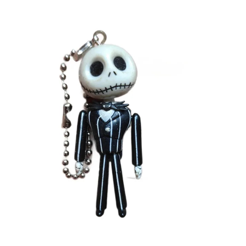 Disney Movie The Nightmare Before Christmas Jack Skellington Mini Model Keychain Pendant Keyrings Kids Gift Jewelry Accessories