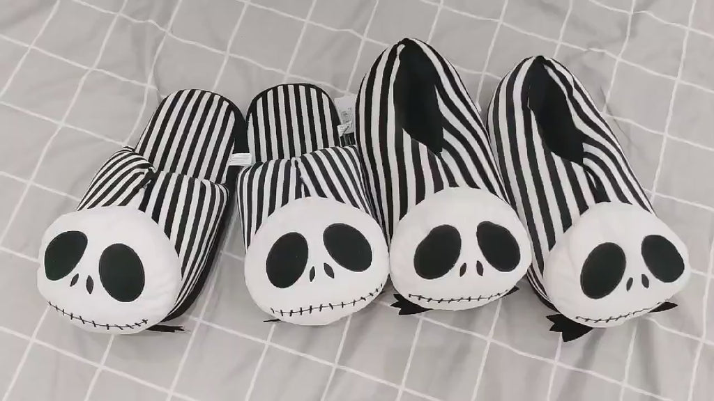 28cm Disney Movie The Nightmare Before Christmas Jack Skellington Plush Stuffed Slippers Indoor Men Women Winter Slippers Gifts