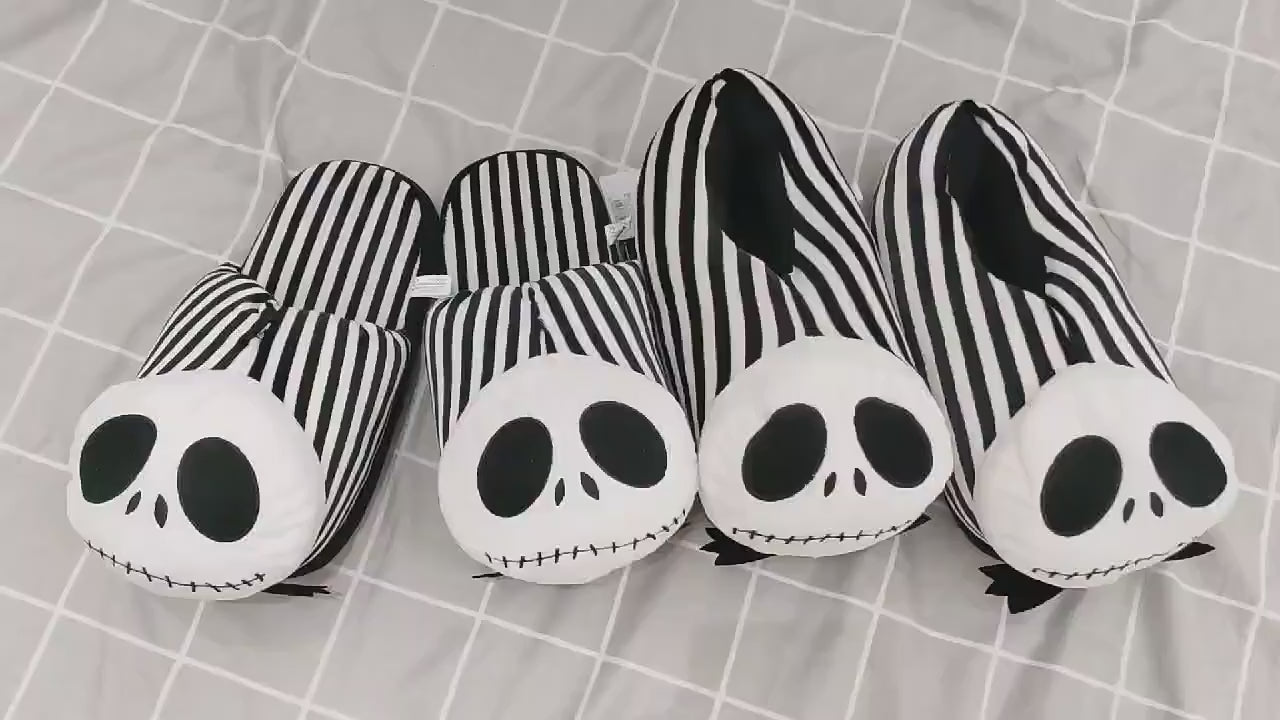 28cm Disney Movie The Nightmare Before Christmas Jack Skellington Plush Stuffed Slippers Indoor Men Women Winter Slippers Gifts